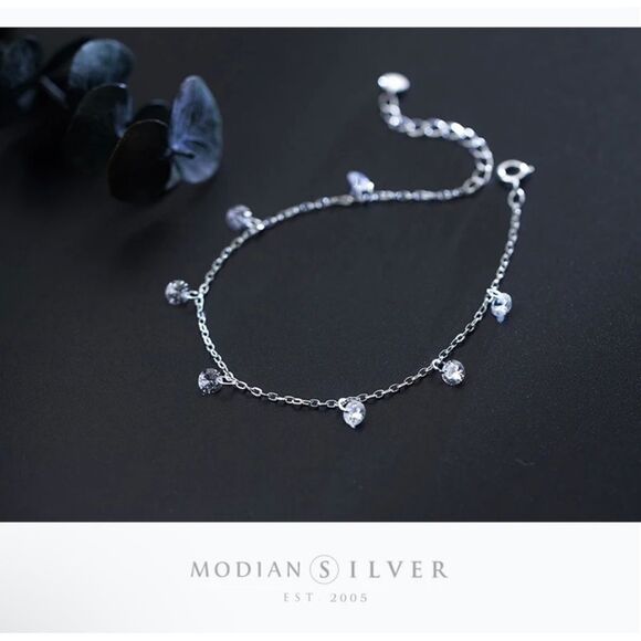 Sterling silver shine Stones minimalist bracelet - Picture 4 of 4